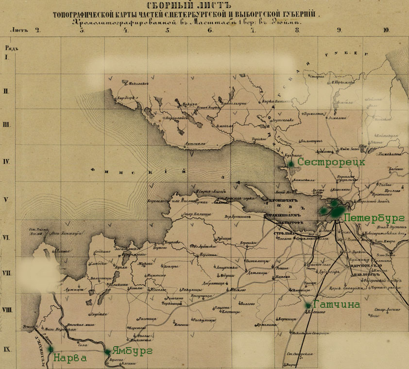 Карта Окрестностей Санкт-Петербурга 1860