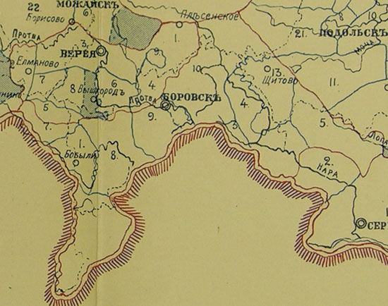 Границы станов старого Боровского уезда в 17 веке