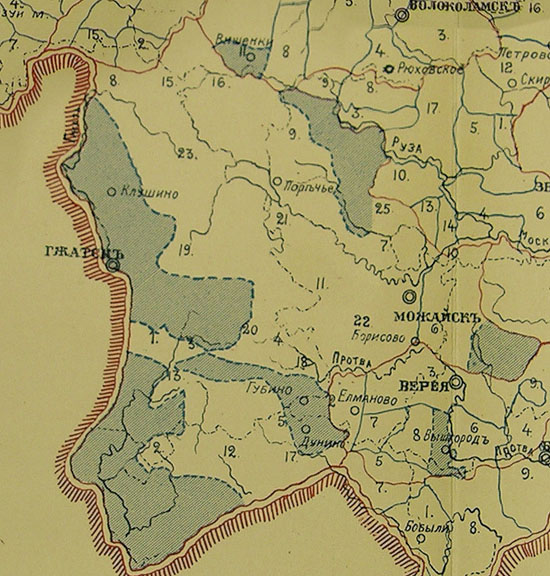 Границы станов старого Можайского уезда в 17 веке