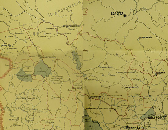 карта станов Пошехонского уезда в границах 17 века