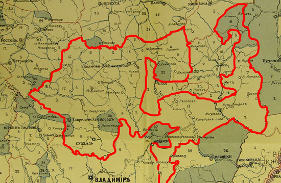 Границы станов Суздальского уезда в 17 веке