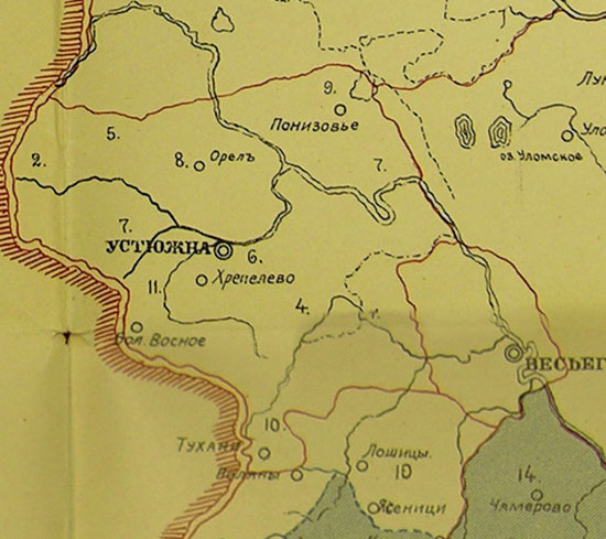 Границы станов и волостей старого Устюженского уезда в 17 веке