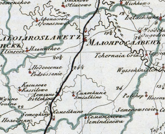 Старые карты Малоярославецкого уезда Калужской губернии, границы уезда