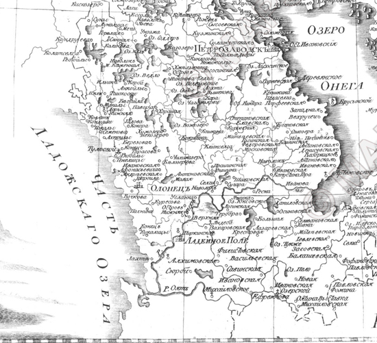 Старые карты Олонецкого уезда одноименной губернии, границы уезда