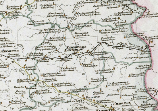 карта Камышловского уезда  1821 года