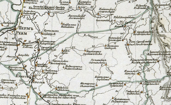 карта Кунгурского уезда  1821 года