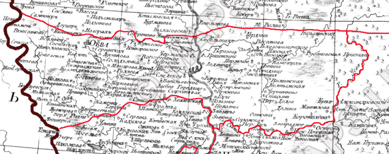 карта Обвинского уезда  1821 года