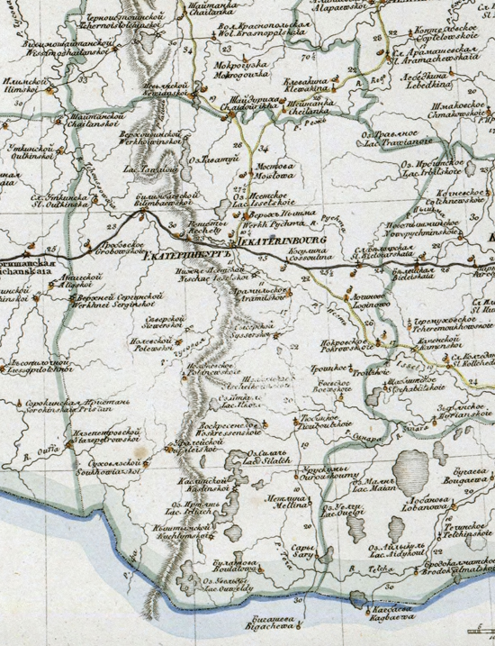 карта Екатеринбургского уезда  1821 года