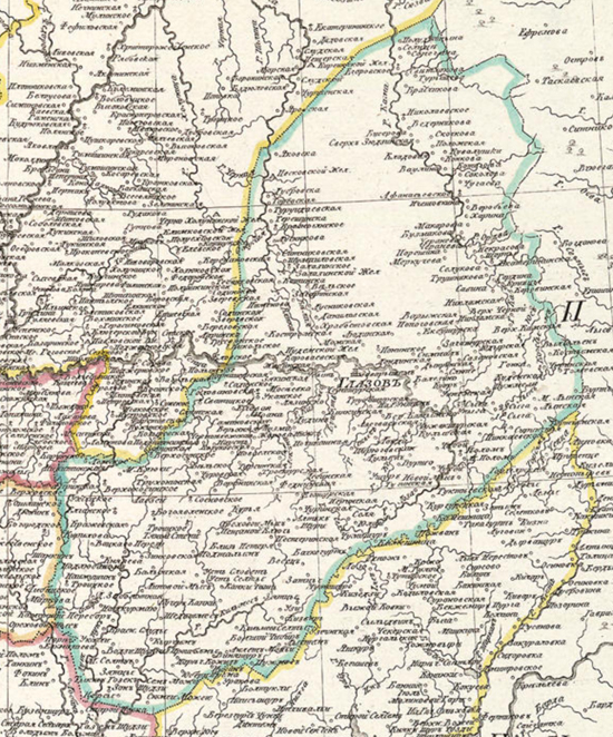 Старые карты Глазовского уезда Вятской губернии, границы уезда
